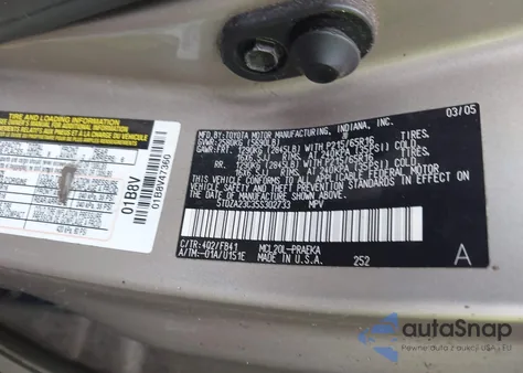 2005 Toyota Sienna Le z USA, uszkodzony, nr VIN 5TDZA23C35S302733